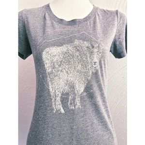 NWOT Alaskan Hand-Printed Women Slim Tee Mtn Goat Design x Frost & Fur Sz Small